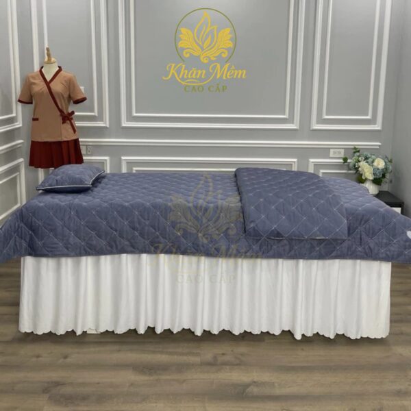 tấm phủ giường spa cotton chần bông