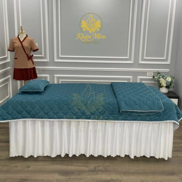tấm phủ giường spa cotton chần bông