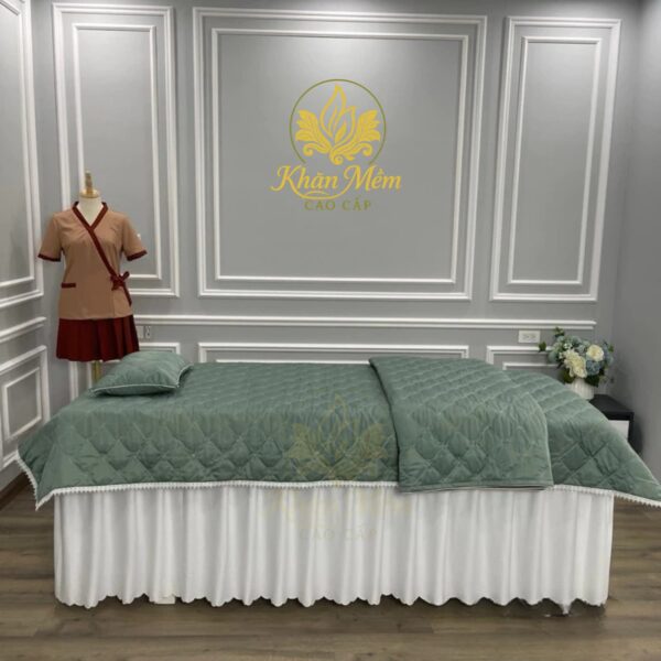 tấm phủ giường spa cotton chần bông